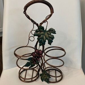 Decorative Wine Bottle Holder with Grapes and Leaves